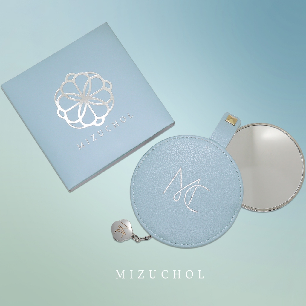 Mizuchol - กระจกพกพาพร้อมซองลายดอก Peony
