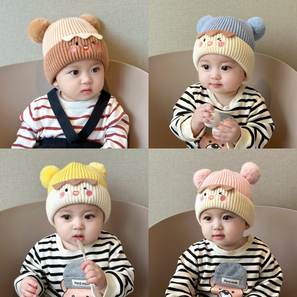 【พร้อมส่ง】 หมวกถักเด็ก น่ารักมาก ให้อบอุ่น เหมาะสำหรับเด็กชายและเด็กหญิงอายุ 1-3 ปี