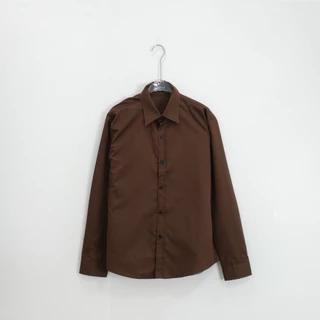 takayay brand เสื้อเชิ๊ต สีช็อคโกแลต **เช็คขนาดจากตางรางไซซ์ของทางร้านเท่านั้น** เสื้อเชิ้ตสีเอิร์ธโทน ผ้าคอตตอนทวิล