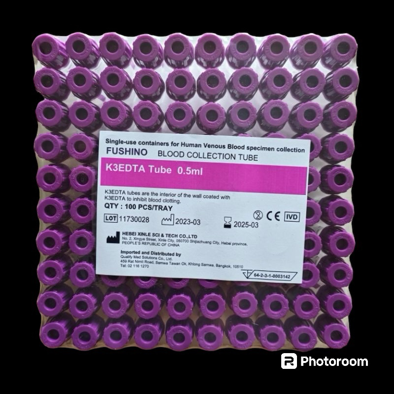 K3 EDTA 0.5 ML. 11×55 mm. 100 หลอด