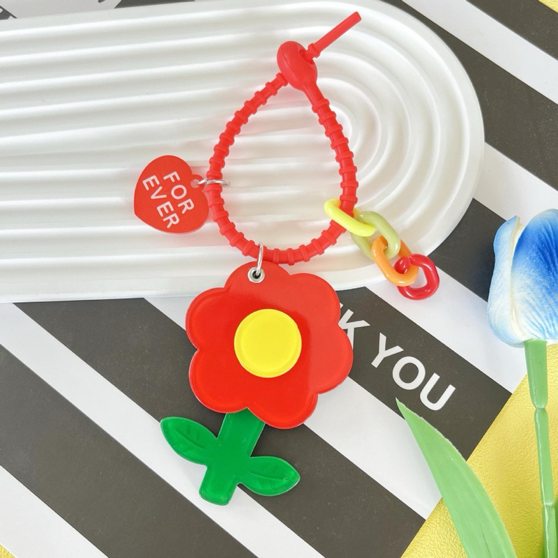 พร้อมส่ง พวงกุญแจดอกไม้อะคริลิค มีกระจกใช้งานได้จริง น่ารักมากกก