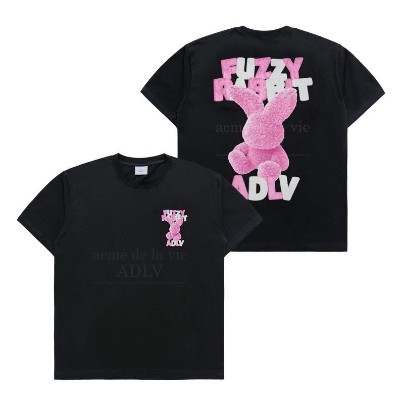 พร้อมส่งในไทย🎈 เสื้อ ADLV💯 size 1  FUZZY FONT RABBIT SHORT SLEEVE T-SHIRT BLACK