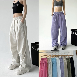 Lady_jeans#9257(K) กางเกงขายาวผ้าร่ม มีกระเป๋าข้าง งานป้ายK