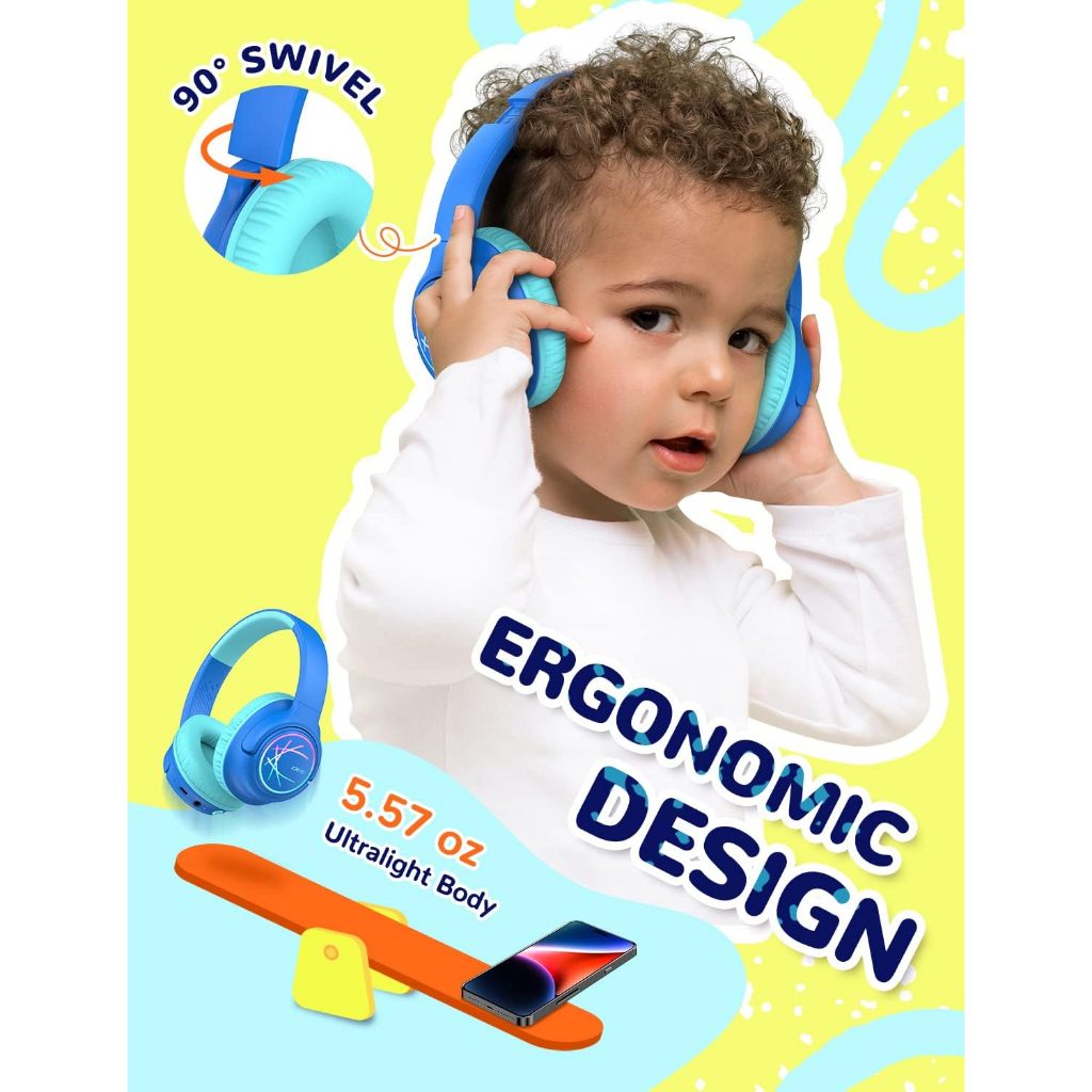 [ประกันศูนย์ไทย] iClever BTH18 Kids Headphones BT Blue&Pink หูฟังเด็ก หูฟังครอบหู หูฟังสาย Safe sound 74/85/94 dB