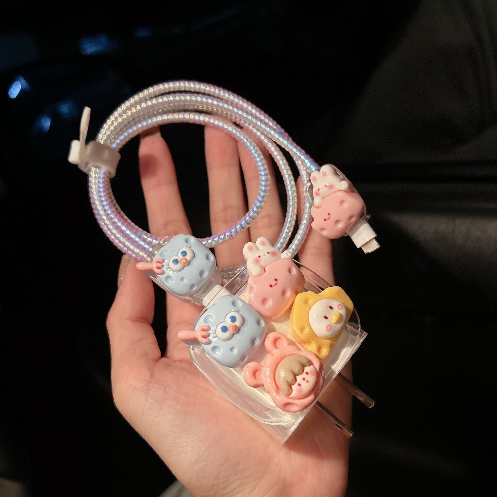 ราคาถูกที่สุด ส่งจากไทย มาใหม่ ชีสการ์ตูนรวม ชุดถนอม 5ชิ้น Apple Adapter 18W/20W สายชาร์จ ลายการ์ตูนน่ารัก Cable