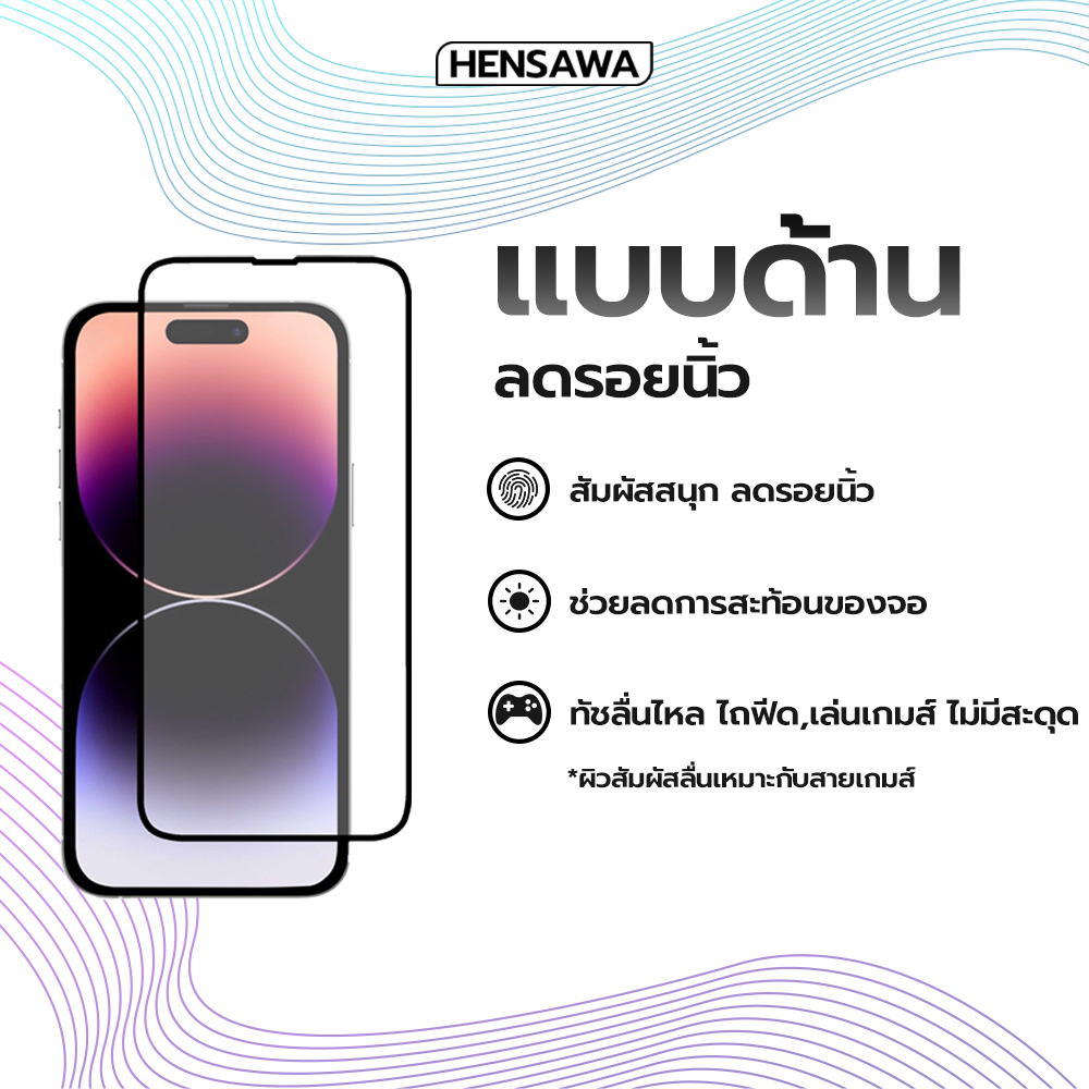 Hensawa ฟิล์มกระจก ฟิล์มด้าน AG For Samsung A 04 05 06 07 14 15 16 17 22 23 24 25 26 30s 33 31 35 53 54 55 56 72 73 4G5G - ภาพย่อย 3