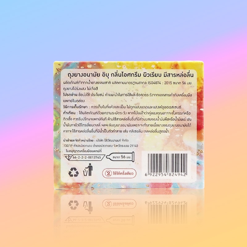 AIBU ICE CREAM Flavour ถุงยางอนามัย อิบุ กลิ่นไอศกรีม ขนาด 56 มม. บรรจุ 24 กล่อง (72 ชิ้น) ราคา ถูกที่สุด ดีลบีเคเค แกลเลอรีภาพที่ 3