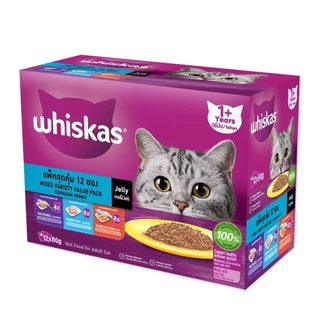 WHISKAS มัลติแพครวมรส วิสกัส อาหารแมวชนิดเปียก 80 ก.x12ซอง