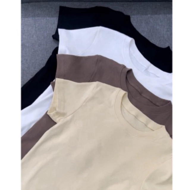 Basic top - เสื้อยืดทรงเบสิค ผ้าคอตตอน ผ้าเดียวกับรุ่นครอป (คอกลมตัวยาว)