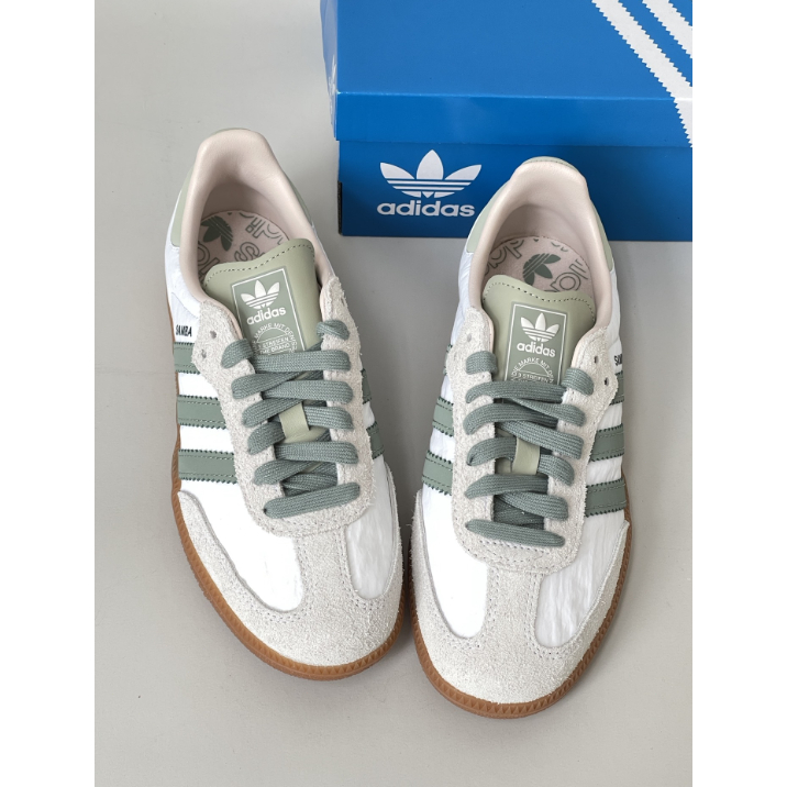 Adidas Samba OG "White Silver Green" ID0492 รองเท้า