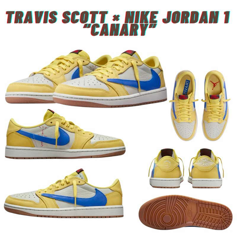 ✅พร้อมส่ง (แท้ 💯) Travis Scott × Nike WMNS Air Jordan 1 Retro Low OG “Canary”