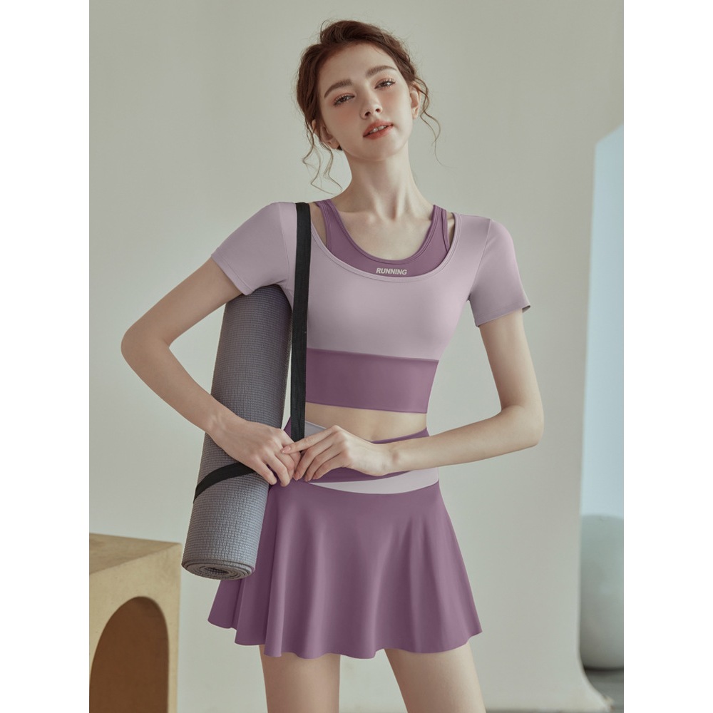 ชุดออกกำลังกาย (แยกขาย) เสื้อมีฟองน้ำในตัว กระโปรง #PTM2049กระโปรง/PTM2044เสื้อ