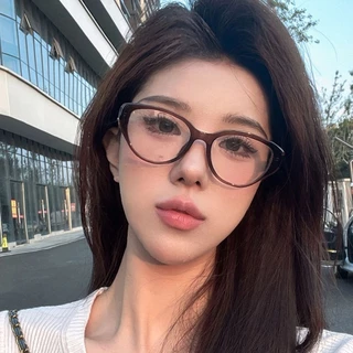 COD🌷แว่นกรองแสงสีฟ้าวินเทจY2Kแฟชั่นสไตล์เกาหลีกรอบเล็กาตาแมวเบาพิเศษแว่นตาสำหรับผู้หญิง-detlyet