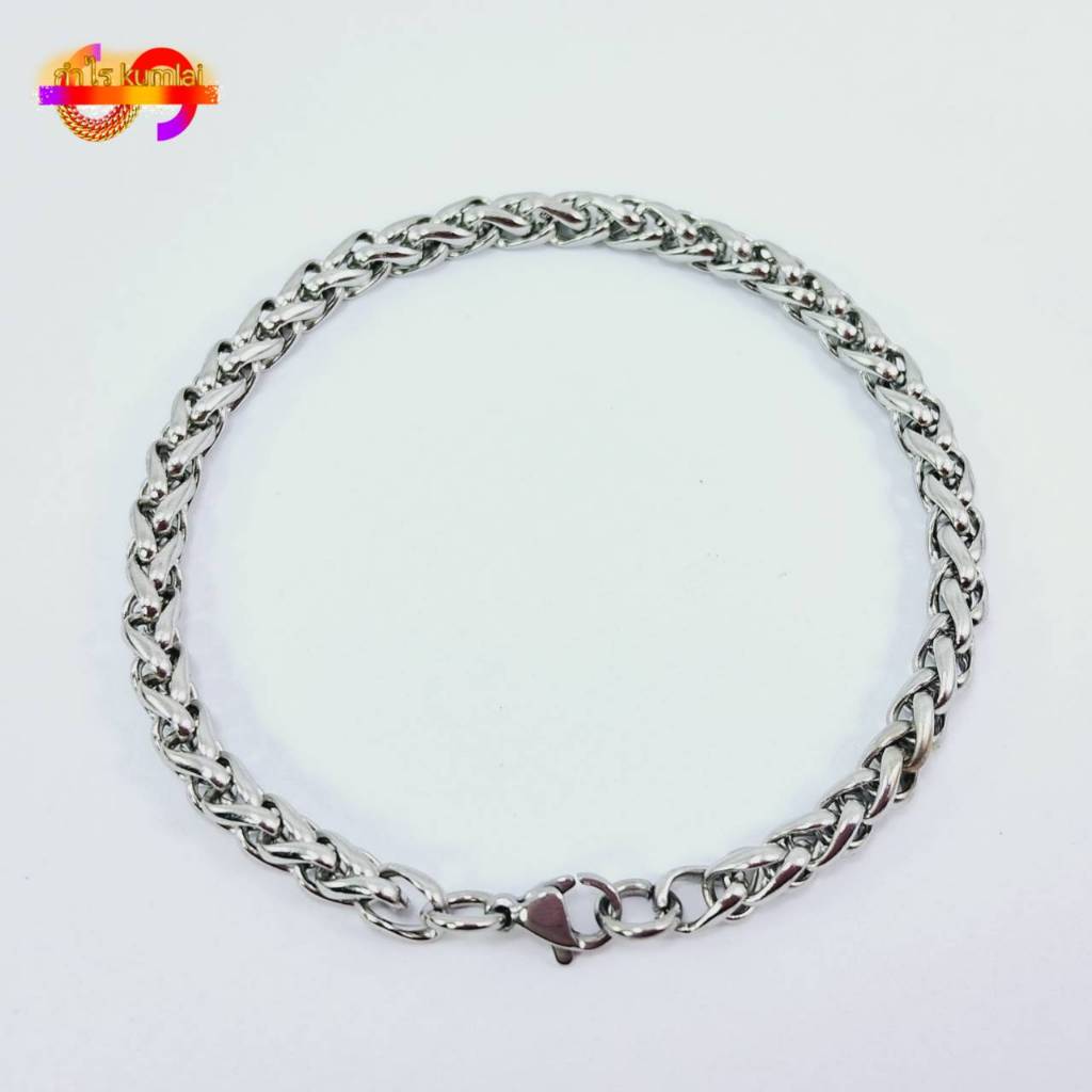 A11 ลายเปีย สร้อยข้อมือสแตนเลส กำไลข้อมือ สร้อยข้อมือ สร้อยเลสข้อมือ  กำไลข้อมือสแตนเลส