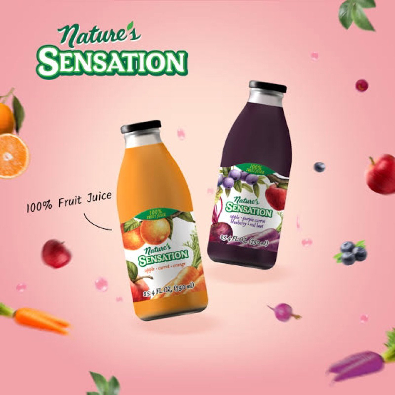 Nature sensation juice 750ml. น้ำส้ม แอปเปิ้ล แครอท / แอปเปิ้ล แครอทม่วง บลูเบอรี่ เรด บีท  wl