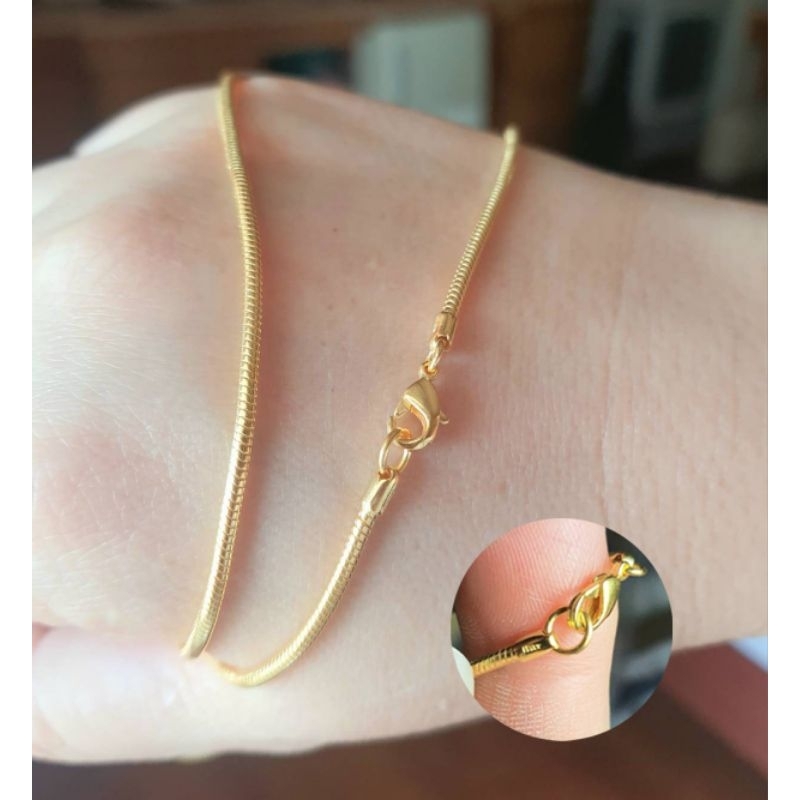 🇮🇹สร้อย/ITALY_SNAKE-CHAIN-2Mเงินชุบทองคำ18kเหมือนทองแท้สลัก-ITALY