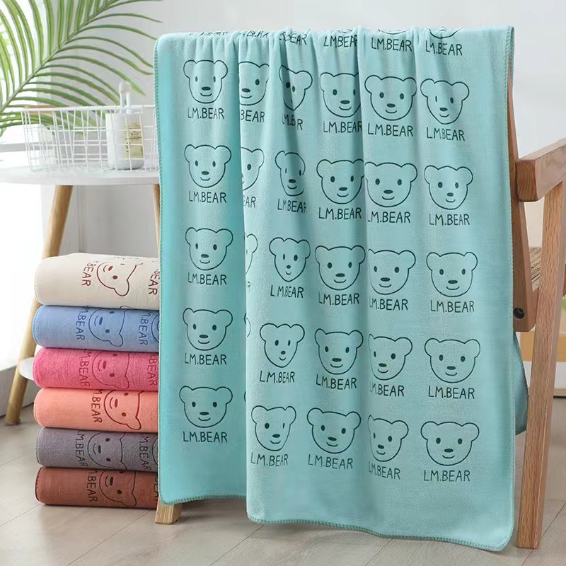ผ้าขนหนู ผ้าเช็ดตัว ลายการ์ตูน ลายหมี ลายน่ารัก LM.BEAR ขนาด 70*135Cm 34*73 Cm