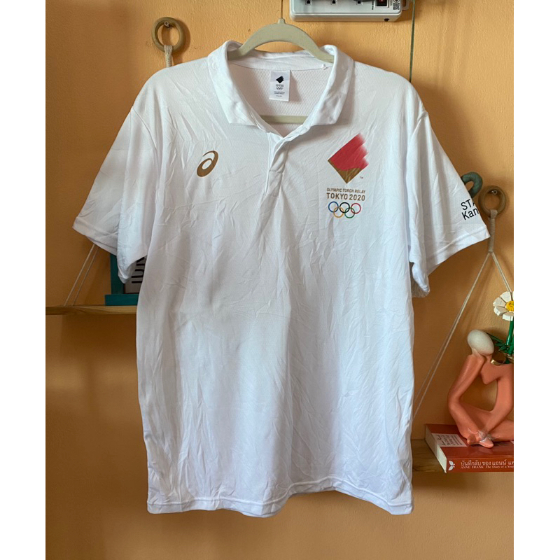 🤍เสื้อผ้ามือสองสภาพดี🤍 ส่งต่อ เสื้อยืดโปโล นักกีฬา คอปก แขนสั้น จาก Olympic Tokyo 2020 โอลิมปิกเกมส์