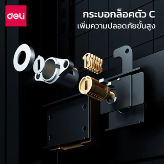 Deli ตู้เซฟ ตู้เซฟอิเล็คทรอนิกส์ กันไฟ ระบบแสกนลายนิ้วมือ ปลดล็อคได้ถึง4แบบ รับประกัน 1 ปี Safe Box