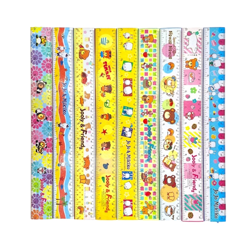 ไม้บรรทัดแบบทึบหนาลายการ์ตูนด้านหลังมีสูตรคูณ ยาว 12 นิ้ว (12อัน)