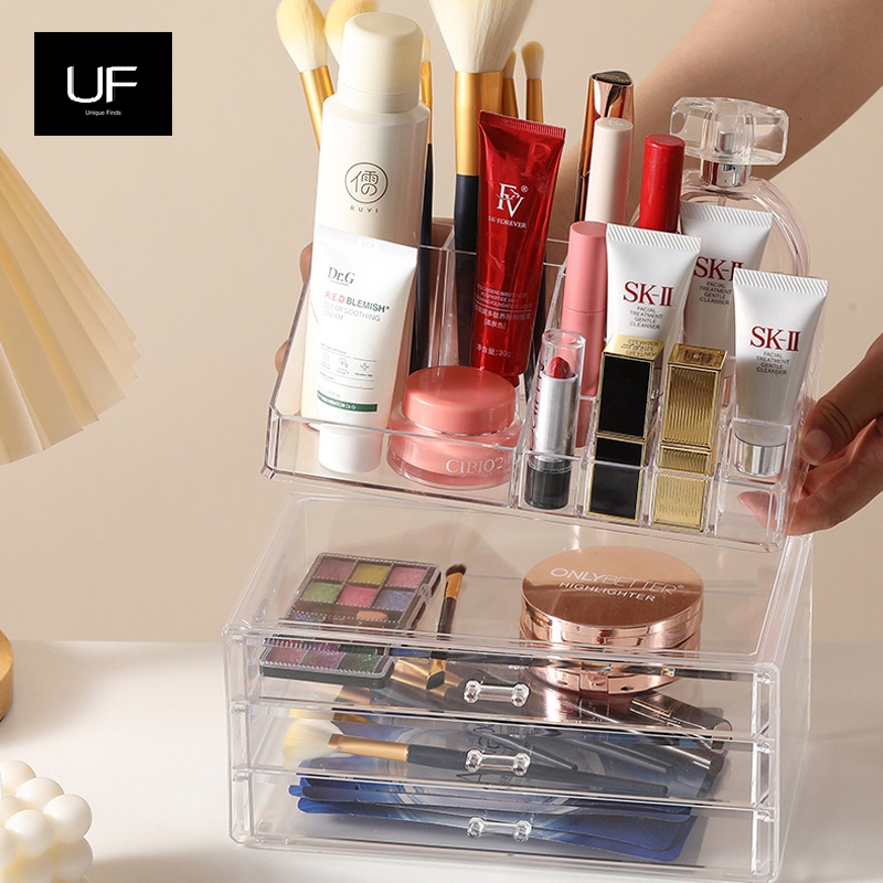 Transparent Box กล่องเก็บเครื่องสำอาง กล่องใส่เครื่องสำอางค์อะคริลิค มีลิ้นชัก สามารถซ้อนกันได้ ความจุขนาดใหญ่ ช่วยจัดระ
