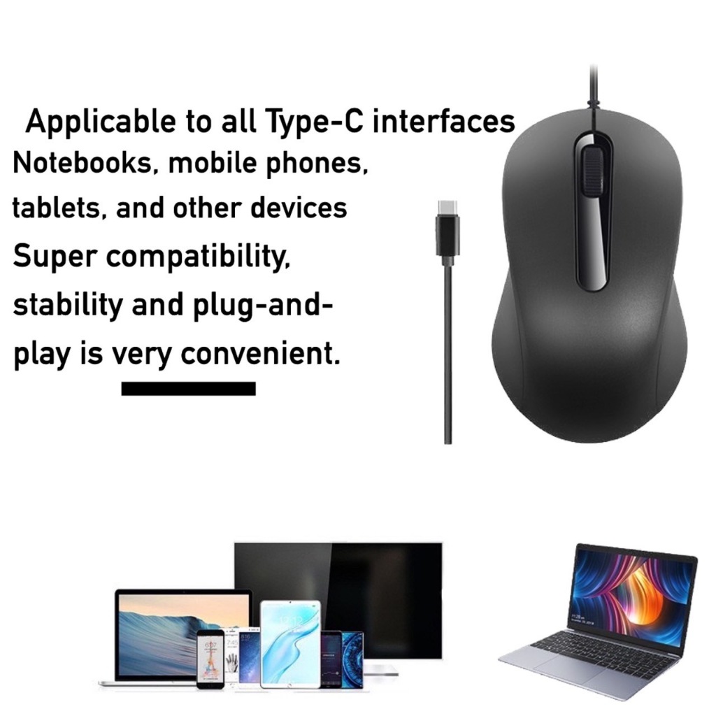 พร้อมส่ง Gaming Mouse  Type-C USB  1000DPI สําหรับอุปกรณ์ Type C อื่นๆ