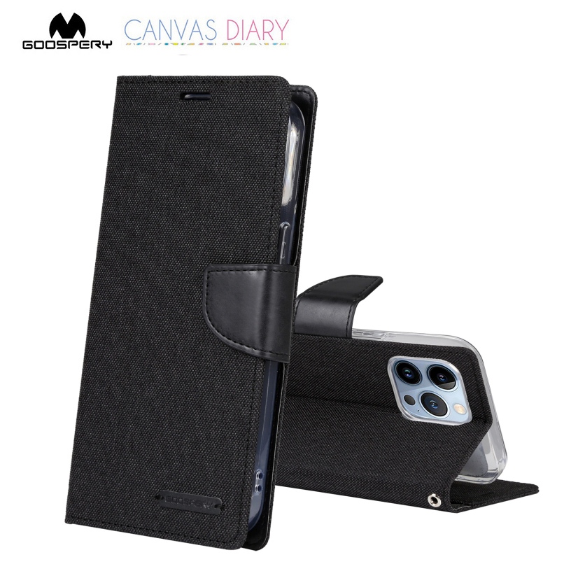 GOOSPERY เคสไอโฟน iPhone 14 Pro Max เคสฝาพับ มีช่องใส่บัตร MERCURY Goospery Canvas Diary Flip case iPhone 14ProMax