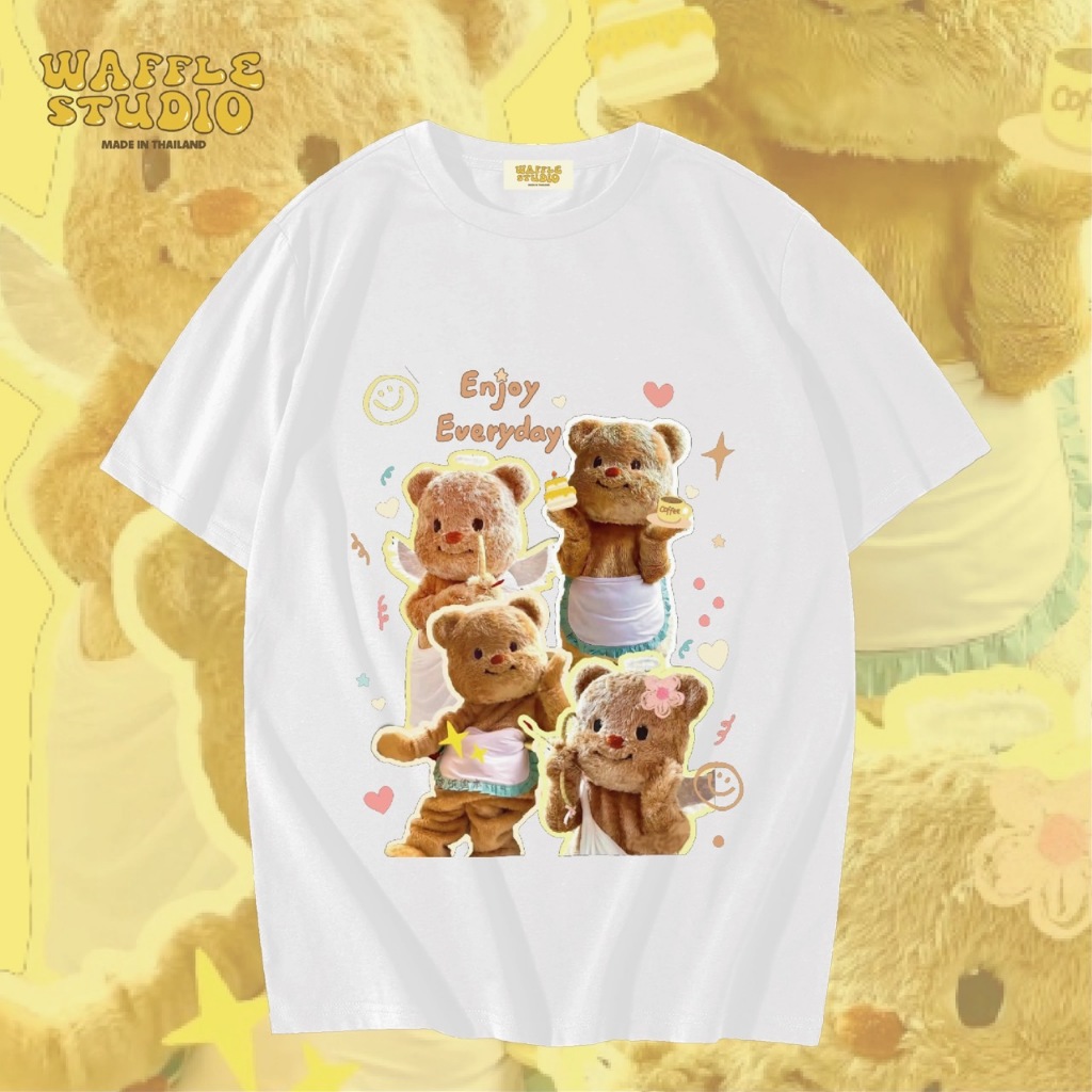 [ส่งฟรี ] WS0365 เสื้อยืดโอเวอร์ไซส์ เสื้อยืดเกาหลี ผ้าคอตตอน100% เสื้อยืด Butterbear น้องเนย หมีเนย WAFFLE STUDIO