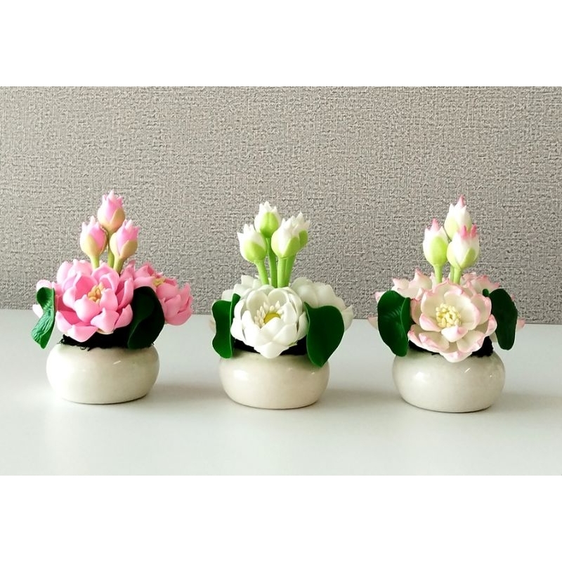 ดอกบัว ดอกบัวบูชาพระ งานดินปั้นสูง4นิ้ว บัวประดิษฐ์ ราคาต่อ1ชิ้น (เช็คขนาดก่อนสั่งซื้อ) - รูปที่ 4