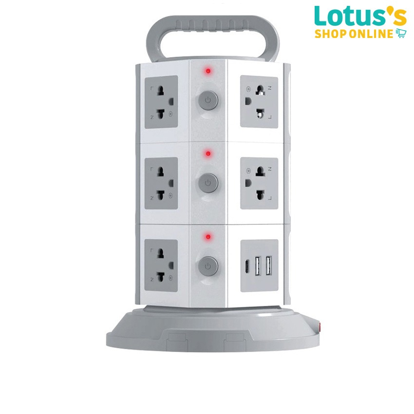 บีแอลแอล ปลั๊กไฟ 3สวิตซ์ 11ช่อง สายยาว3เมตร รุ่น B83 สีขาวเทา BLL PLUG TOWER 3SWITCH 11SOCKET 3M B83