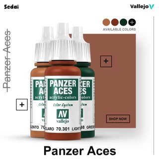 [ ส่งฟรี ลด 50% 🔥 ] วาเลโฮ สีเพ้นท์โมเดล สูตรน้ำ Vallejo Model Color สีเพ้นท์โมเดล สีเกมส์ Panzer Aces 17 ML
