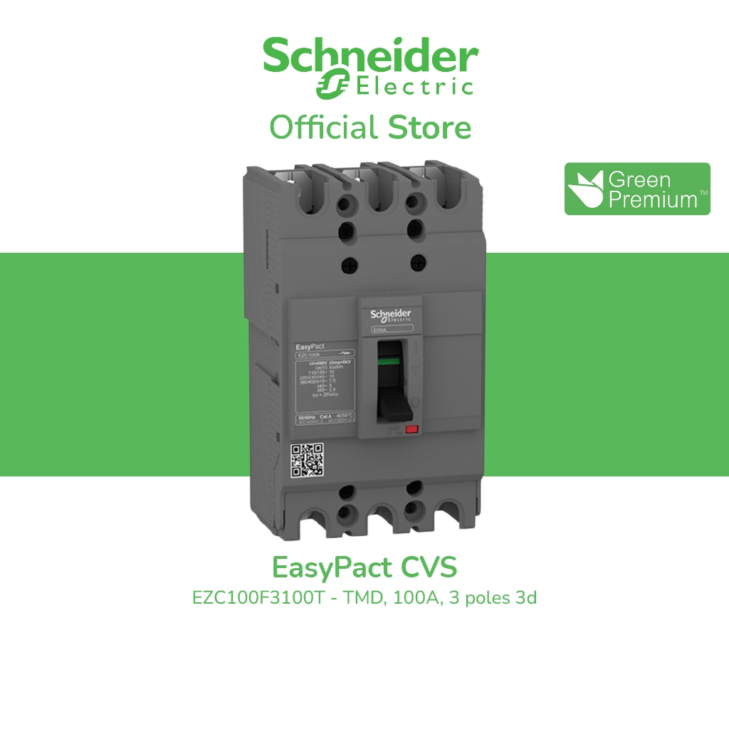 Schneider Electric เมนเซอร์กิตเบรกเกอร์  EasyPact EZC100F3100T  - MCCB- 100A  3 เฟส 3P