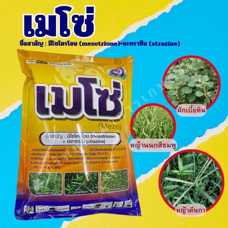 เมโซ่ เทพวัฒนา มีโซไตรโอน + อะทราซีน ขนาด 1 กิโลกรัม คุมวัชพืชและกำจัดวัชพืชในอ้อย ข้าวโพด ผักเบี้ยหิน หญ้าปากควาย