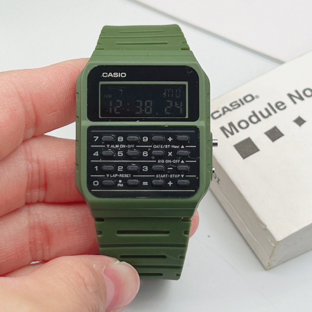 Casio นาฬิกาเครื่องคิดเลข นาฬิกาข้อมือผู้ชาย/ผู้หญิง สายเรซิน รุ่น CA-53WF พร้อมกล่องฟรี