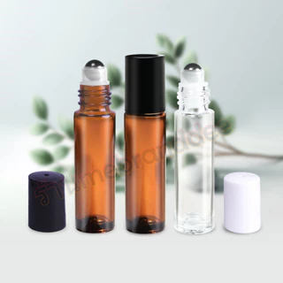 ขวดแก้วแบบหนาพร้อมฝาและลูกกลิ้งเหล็กขนาด10ml ใส่น้ำหอม น้ำมันอโรม่า โรลออนน้ำหอม เป็นรีฟิล แกะเติมได้ พกพาสะดวก