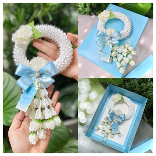 มาลัยวันแม่ มาลัยประดิษฐ์ 6” 🩵 ไหว้ผู้ใหญ่ มาลัยตกแต่งชะลอม มาลัยวางบนสังฆทาน ( ส่งเร็ว)