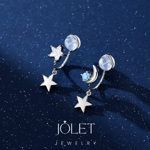 Jolet ต่างหูห่วงเงินแท้92.5% ต่างหูรูปดาว ไม่ลอกเงินเเท้s925