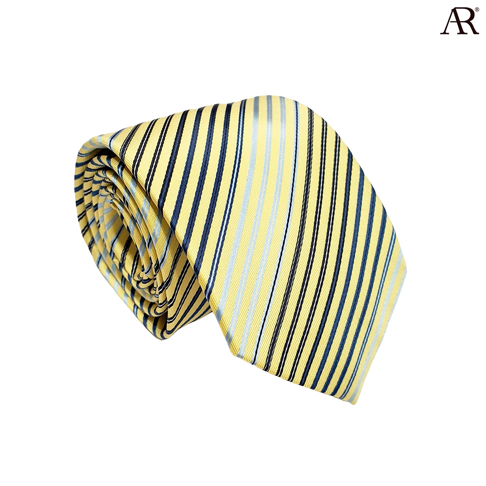 ANGELINO RUFOLO Necktie(NTN-ทาง043) เนคไทผ้าไหมทออิตาลี่คุณภาพเยี่ยม ดีไซน์ Stripe Pattern กรมท่า-กากี/กรมท่า-ฟ้า/น้ำตาล
