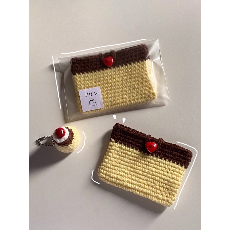 pudding card holder กระเป๋าใส่บัตรไหมพรม ใส่หูฟัง