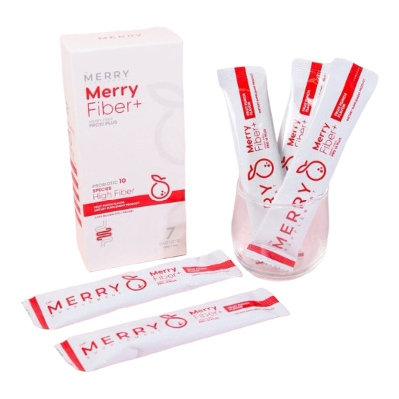 🎉 Merry Fiber Pro10 Plus 70g ผลิตภัณฑ์เสริมอาหารไฟเบอร์ธรรมชาติ ผสานโพรไบโอติกส์ 10 ชนิด