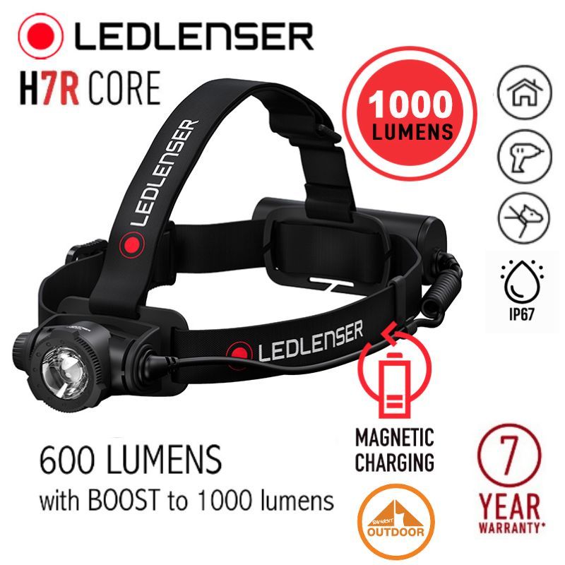 ไฟฉายคาดหัว Ledlenser H7R CORE Headlamp | สว่าง 1,000 ลูเมน ส่องไกล 250 เมตร | ระบบชาร์จแบบเม่เหล็ก