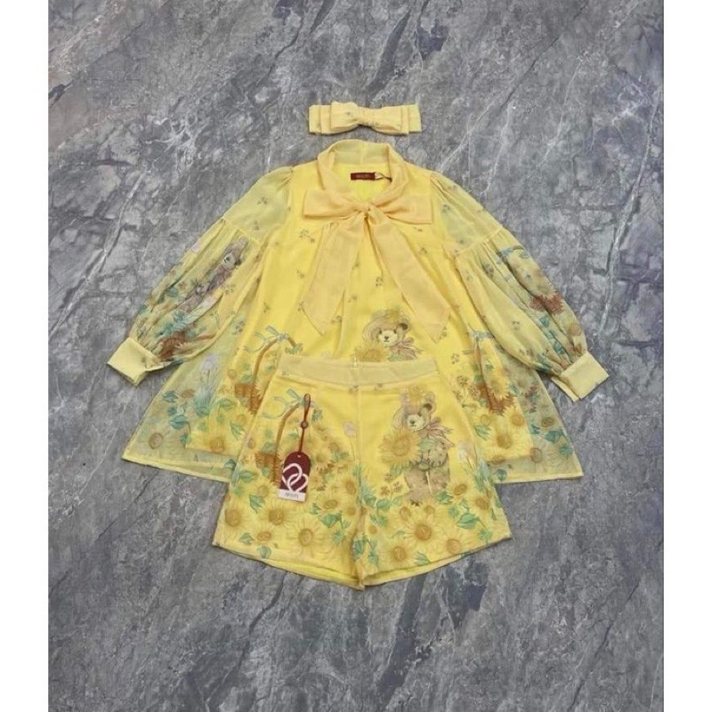 🍋LIke new ซักเก็บ ไม่เคยใส่🍋Size XS ชุดเซ็ท ป้าย Bellita ลายน้องหมีทานตะวัน