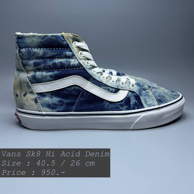 V a ns Sk8 Hi Acid Denim 𝗦𝗶𝘇𝗲 : 40.5 / 26 cm รองเท้ามือสองของแท้