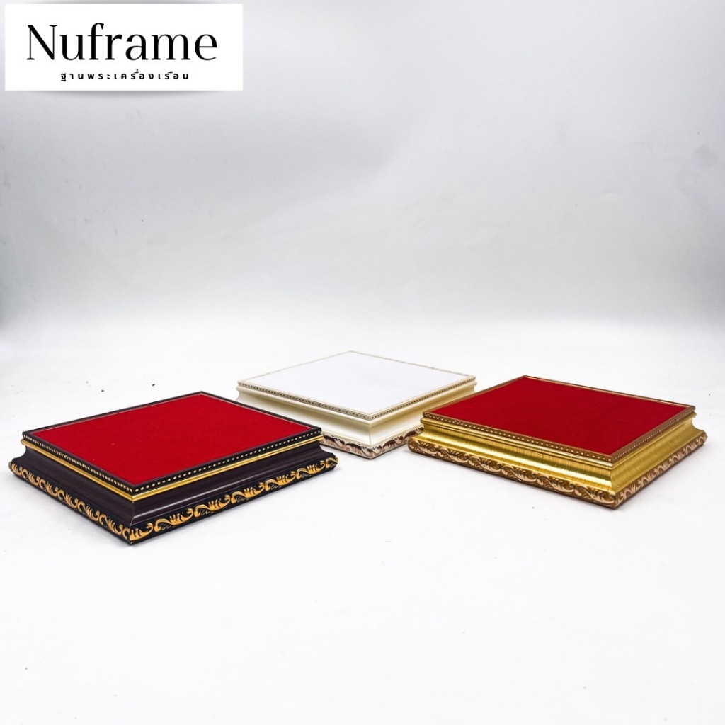 ฐานพระ ฐานวางพระ แท่นวาง บูชาพระ  กำมะหยี่สีแดง