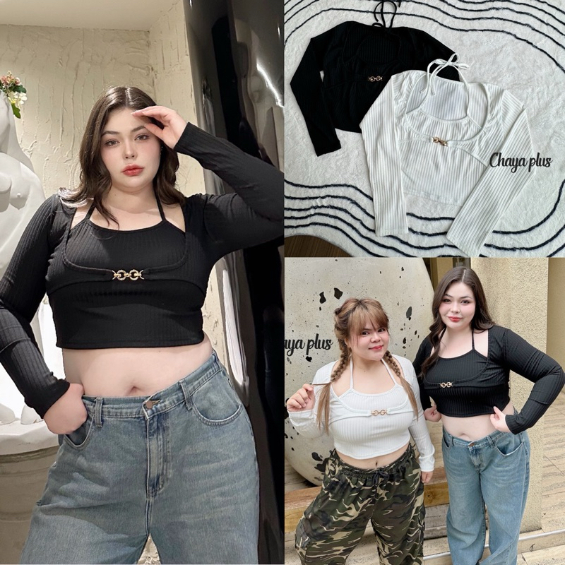เข้าเพิ่ม พร้อมส่งค่า /LD/ เสื้อสาวอวบ ผูกคอ อกแต่งอะไหล่ #เสื้อผ้าไซส์ใหญ่ สาว อ้วน พลัสไซส์
