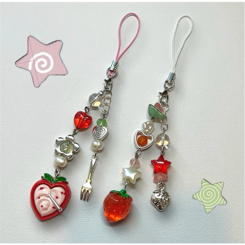 พวงกุญแจลูกปัดสตรอเบอร์รี่ | พวงกุญแจลูกปัด Handmade