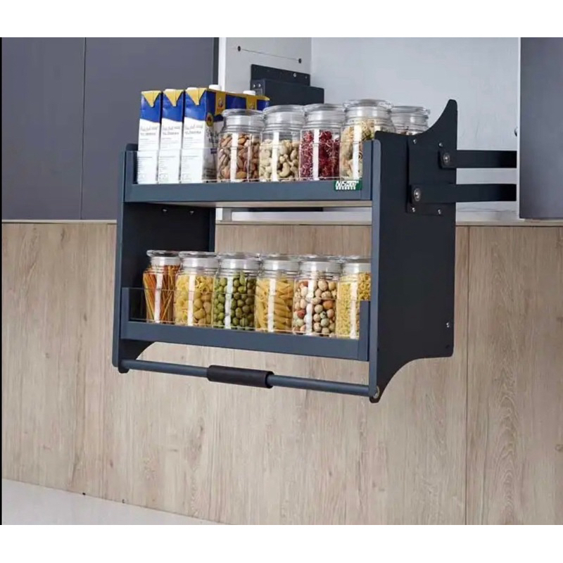 ชุดตู้ติดผนังระบบดึงลง รุ่นA01 สองชั้น ชุดบานดึงลง ตะแกรงดึงลง  ตะแกรงตู้ติดผนังแบบดึงลง ชั้นเก็บของ