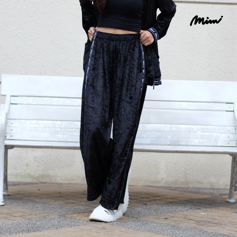 MIMI PANTS กางเกงขายาวสีดำ ลายมีมี่ AT5DBL
