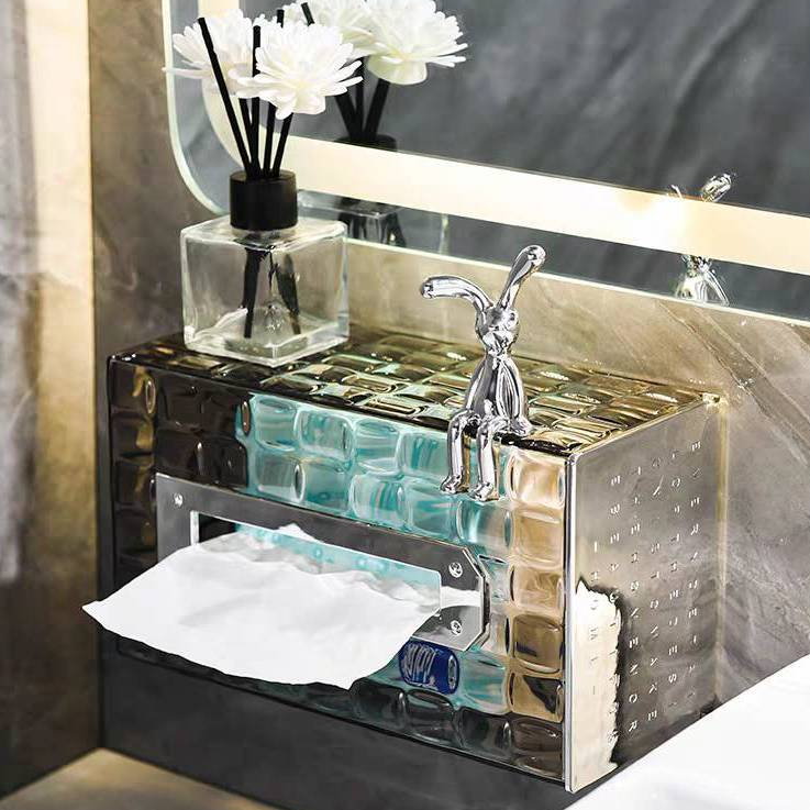 กล่องทิชชู่ กล่องใส่ทิชชู่ แบบติดผนัง หรือตั้งโต๊ะ🧊ลายก้อนน้ำแข็ง🧊มีเทปกาว  ติดตั้งง่าย ไม่ต้องเจาะ ดีไซน์เรียบหรู