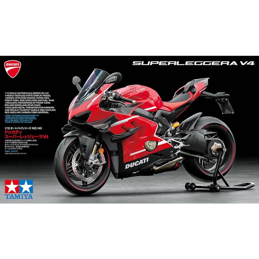 TAMIYA 14140 ชุดประกอบจำลองมาตราส่วน 1:12 DUCATI SUPERLEGGERA V4 โมเดลประกอบ ต้องสร้างและทำสีเอง